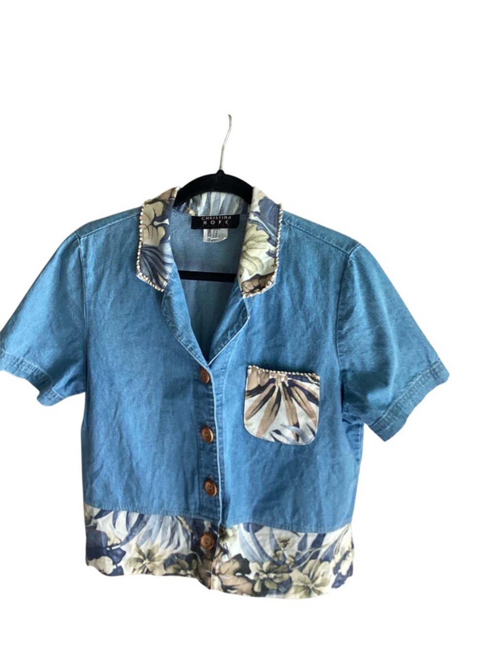 Vintage Christina Hope tropical floral denim shirt‎